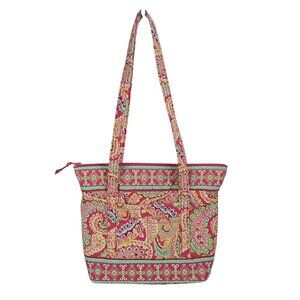 VERA BRADLEY Capri Melon Tote Bag Pink Paisley Quilted Cotton Zip Top Carryall